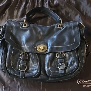 Coach Legacy Garcia Leather Shoulder Hobo Flap Bag Black 12654